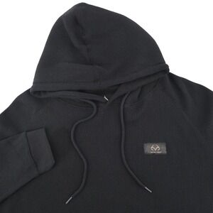 NEW Realtree Thermal Hoodie Black Waffle Knit Long Sleeve Pocket Mens Size Large